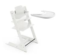 Trona Tripp Trapp de Stokke (Blanca) con Bandeja Stokke (Blanco) - Incluye Silla Tripp Trapp, Baby Set 2 para Niños de 6 a 36 Meses y Bandeja Stokke - Ajustable y Fácil de Limpiar