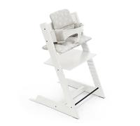 Trona Tripp Trapp de Stokke (Blanca) con Cojín Clásico OCS (Star Silver) - Incluye Silla Tripp Trapp, Baby Set 2 para Niños de 6 a 36 Meses y Cojín - Ajustable, Ergonómica y Fácil de Limpiar