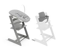Trona Tripp Trapp de Stokke, Gris Tormenta (Incluye Silla + Baby Set 2) con Newborn Set - Diseño Seguro, Ajustable y Ergonómico