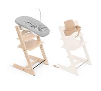Trona Tripp Trapp de Stokke, Natural (Incluye Silla + Baby Set 2) con Newborn Set (Grey) - Diseño Seguro, Ajustable y Ergonómico