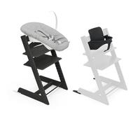 Trona Tripp Trapp de Stokke, Oak Black/Black (Incluye Silla + Baby Set 2) con Newborn Set - Diseño Seguro, Ajustable y Ergonómico