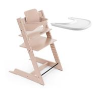 Trona Tripp Trapp de Stokke (Rosa Sereno) con Bandeja Stokke (Blanco) - Incluye Silla Tripp Trapp, Baby Set 2 para Niños de 6 a 36 Meses y Bandeja Stokke - Ajustable y Fácil de Limpiar