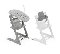 Trona Tripp Trapp de Stokke, Storm Grey (Incluye Silla + Baby Set 2) con Newborn Set (Grey) - Diseño Seguro, Ajustable y Ergonómico
