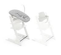 Trona Tripp Trapp de Stokke, White (Incluye Silla + Baby Set 2) con Newborn Set (Grey) - Diseño Seguro, Ajustable y Ergonómico