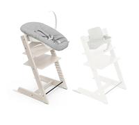 Trona Tripp Trapp de Stokke, Whitewash/White (Incluye Silla + Baby Set 2) con Newborn Set - Diseño Seguro, Ajustable y Ergonómico