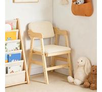Tronas de Bebé Ajustable Trona Portatil Multifuncional，Silla Alta escalable de Madera Natural Sit Up 3 Altura Ajustable, 6 meses-10 años hasta 90 kg, 48 x 46 x 78 cm - Beige