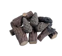 Troncos de gas para chimenea, 10 troncos de cerámica pequeños, juego de troncos decorativos de madera de cerámica para inserciones de gas en interiores y exteriores, ventilados, sin ventilación,