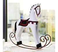 Troncos n¨®rdicos Caballo mecedor de Madera Hecho a Mano Tallado Pintado Ni?os Juguete Mesa de Regalo Decoraci¨®n de Escritorio para ni?os Peque?os Regalos del d¨ªa de San Valent¨ªn Adorno(Blanco)