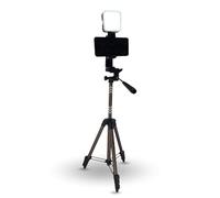 TronicXL 105 cm Teléfono móvil trípode giratorio Smartphone Soporte con luz LED lámpara trípode teléfono móvil alto foto vídeo altura ajustable compatible con Apple iPhone Xiaomi Samsung Google