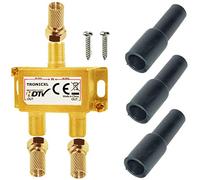TronicXL 2 Vias Distribuidor de antena digital para satélite Splitter / Combinador de Cables Divisor de señal para Cable Televisión conector F con protección contra la intemperie Salida