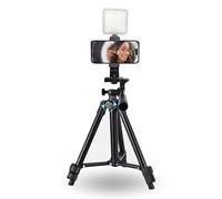 TronicXL 30-60cm Handy Stativ mit Licht drehdrehSmartphone Halterung Ständer Tripod Handy Foto Video höhenverstellbar Tischhalter mit Videleuchte Videoconferenz Livestream