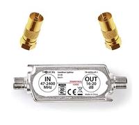 TronicXL Amplificador Sat en línea F + adaptador coaxial chapado en oro I amplificador de línea satélite DVB-S2 DVBS2 Unicable SATCR