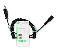 TronicXL Cable de alimentación europeo en espiral, 2 metros, cable de alimentación compatible con TV, radio, etc., cable de alimentación flexible, cable en espiral de 2 núcleos con enchufe europeo