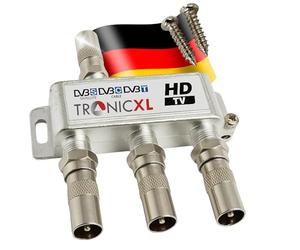 TronicXL Distribuidor de antena de 3 enchufes BK Premium Cable distribuidor de antena de televisión por cable DVBC Sat Splitter Unicable Sky Cable Aerial TV Freesat Freeview Virgin Dbox 3 enchufes hd