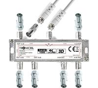 TronicXL Distribuidor de antena IEC de 6 vías cable adaptador de televisión por cable DVBC DVBT2 por ejemplo Splitter Unicable Digital TV HDTV