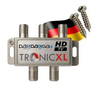 TronicXL Distribuidor digital de antena de satélite de 4 vías, cable DVBC DVBS DVBT DVBS2 DVBT2 divisor HD TV 4 vías TV TV Switch suave conector F distribuidor de línea raíz BK unicable