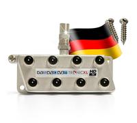 TronicXL Divisor de satélite de 8 Compartimentos, 8 Compartimentos, 8 participantes, Cable de TV, Adaptador de Antena para televisión por Cable, DVBC para CATV Unicable, Aerial Sky HD para 4K 3D