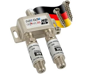 TronicXL Divisor satélite de 2 vías, 40 dB, amplificador de antena DVB-S2 DVB-T2, suave, con amplificador para amplificador de señal 3D 4K HDTV para una buena recepción