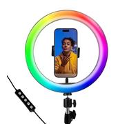 TronicXL Gran anillo LED RGB de 10 pulgadas sin trípode USB lámpara de fotos Smartphone Selfies Luz para iPhone TikTok Selfie Video Video Lámpara de vídeo Luz de vídeo Soporte para teléfono móvil