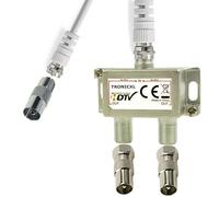 TronicXL IEC Distribuidor de antena cable + adaptador para televisión por cable DVB-T2 DVBC coaxial zb para Unitymedia Splitter Vodafone Netcologne Netaachen Netkassel Telecolumbus Primacom Ewe