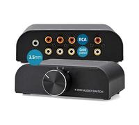 TronicXL Interruptor de audio analógico estéreo de 4 entradas AUX 3,5 mm + 3 x (2 conectores RCA) 2 conmutadores RCA conmutadores conmutadores de entrada suave 1 salida 4 interruptores de audio
