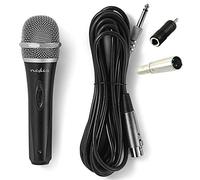 TronicXL - Micrófono dinámico de metal direccional para cantar y escenario + 5 m de cable XLR 6,35 mm + conector jack de 3,5 mm, juego de micrófono Premium Micro cantante dinámico, negro y plateado