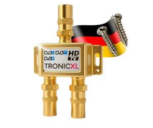 TronicXL Premium - Distribuidor de Antena Antenas coaxial HD 3D 4K Distribuidor Splitter de Cables F Suave para DVBT DVBT2 DVBC Sat Unicable Cable Cable de televisión Kabelfernseh Digital HDTV