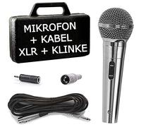 TronicXL Premium Micrófono dinámico - Plata - Voz y escenario + 5 m cable XRL I 6,35 mm I 3,5 mm Jack Mic Set Micro Vocal Micro Dinámico
