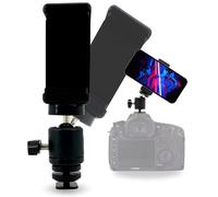 TronicXL Soporte para smartphone con cabezal de bola para zapata de flash para fijación de cámara, teléfono móvil compatible con iPhone, soporte para teléfono móvil, trípode, adaptador ColdShoe para