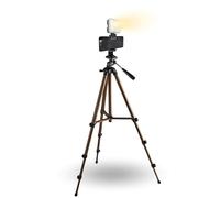 TronicXL Trípode de 134 cm para smartphone con luz giratoria soporte trípode para teléfono móvil alto foto vídeo altura regulable lámpara LED selfie vídeo cámara foto foto