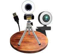 TronicXL Webcam con enfoque automático con anillo de luz + trípode Full HD 1920 x 1080p I 2 micrófonos estéreo cancelación de ruido fondo I para ordenador PC portátil Xbox