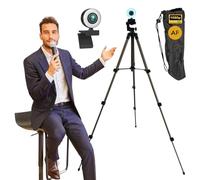 TronicXL Webcam con enfoque automático con lámpara de anillo + trípode de 113 cm Full HD 1920 x 1080p I 2 micrófonos estéreo cancelación de ruido fondo I para ordenador PC portátil para Xbox