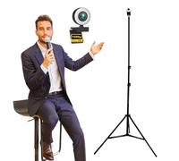 TronicXL Webcam con enfoque automático con lámpara de anillo + trípode de 210 cm de alto Full HD 1920 x 1080p I 2 micrófonos estéreo cancelación de ruido fondo I para ordenador PC portátil Xbox