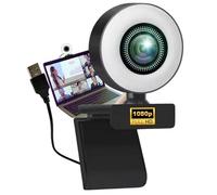 TronicXL Webcam Full HD con anillo de luz de anillo lámpara 1920 x 1080p enfoque automático I 2 micrófonos cancelación de ruido fondo I para streamer streaming videoconferencia gaming ordenador PC