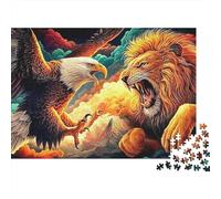 Trono Águila Rompecabezas 1000 Piezas Estimulación Mental para Adultos Águila León Enfrentamiento Fantasía, Premium Grueso Resistente, Desafiante Alivio Estrés 70x50cm/1000pzs