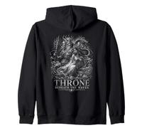 Trono Bajo Las Olas Japonesas Océano Dragón Fantasía Sudadera con Capucha