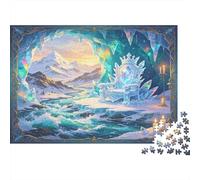 Trono de Hielo Cueva de Cristal Puzzle de 1000 Piezas Puzzle para Adultos Papel Paisaje Fantástico Decoración Hogar Relajación Regalo 38x26cm/1000pcs