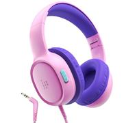 Tronsmart KH01 Auriculares para Niños, Volumen de Seguridad Plegable 85/93dB, HD Estéreo Conector de 3,5 mm Auriculares Supraaurales con Cable para Niñas y Niños, Escuela, Viajes, Tabletas - Rosa