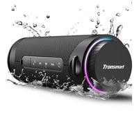 Tronsmart T7 - Bocina Bluetooth portátil de sonido envolvente 360° con EQ personalizado, luz RGB, impermeable IPX7, Bluetooth 5.3, emparejamiento dual inalámbrico, botón de volumen giratorio, tarjeta