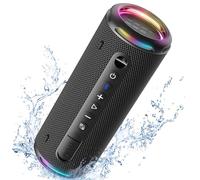 Tronsmart T7 Lite Altavoz Bluetooth 5.3, Altavoz Potente Portátil con Luz LED de Color, Impermeable IPX7, 24H de Reproducción, Sonido Estéreo, Control de la App, Apoya TF, SD, para Fiestas - Negro