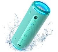 Tronsmart T7 Lite Altavoz Bluetooth 5.3, Altavoz Potente Portátil con Luz LED de Color, Impermeable IPX7, 24H de Reproducción, Sonido Estéreo, Control de la App, Apoya TF, SD, para Fiestas - Verde