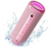 Tronsmart T7 Lite Altavoz Bluetooth 5.3, Altavoz Potente Portátil con Luz LED de Color, Impermeable IPX7, 24H de Reproducción, Sonido Estéreo, Control de la App, Apoya TF, SD, para Fiestas - Rosa