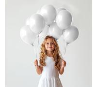 TROOKEE - 100 Globos Blancos Fabricados en España de 31cm/12", Globos de Cumpleaños Biodegradables - Decoracion Cumpleaños, Baby Shower, Fiestas, Bodas, Navidad, Comuniones, Halloween, Bautizos