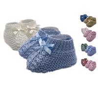 trookee Patucos Bebe Recien Nacido - 2 Pares de Patucos Fabricados en España para Bebés de 0 a 3 meses -Material Acrílico Suave - Calcetines Bebe Niño o Niña - Color Azul y Blanco