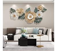 TROONZ 3D Arte de la Pared del Metal, Dorada Flor Gran Pared Decorativa de Metal Escultura de Arte Decoración Colgante,138 * 57cm / 54.3 * 22.4 in