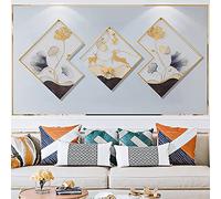 TROONZ 3pcs Adornos de Ginkgo Biloba de Metal, 3D Metal Wall Art, Decoración de Arte de Pared, Colgante de Pared, Decoración de Pared para Dormitorio Hogar Hotel, 170 * 71 cm / 67 * 28 in