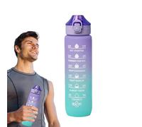 TROONZ Botella de agua deportiva, botella de ingesta diaria de agua | Botella de ingesta de agua motivacional con rastreador | Contenedor de agua portátil de 1000ml con asa, botella de agua de