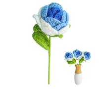 TROONZ Flores de Punto - Rosa Artificial Colorida para San Valentín, Decoración del Hogar de Rosas Tejidas Hechas a Mano de Lana, Flores de Ganchillo