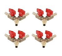 Trooth 4 válvulas de bola de 3 vías de cierre de válvula/abrazadera de manguera de gas combustible de 8 mm de latón tipo Y válvula de bola para herramienta de jardín