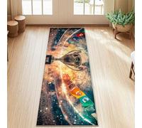 Trophy - Alfombra de corredor, diseño de banderas de fuegos artificiales para celebración, color dorado, de pelo bajo, estética, rectangular, para cocina, entrada, baño, decoración de puerta, 2 x 5